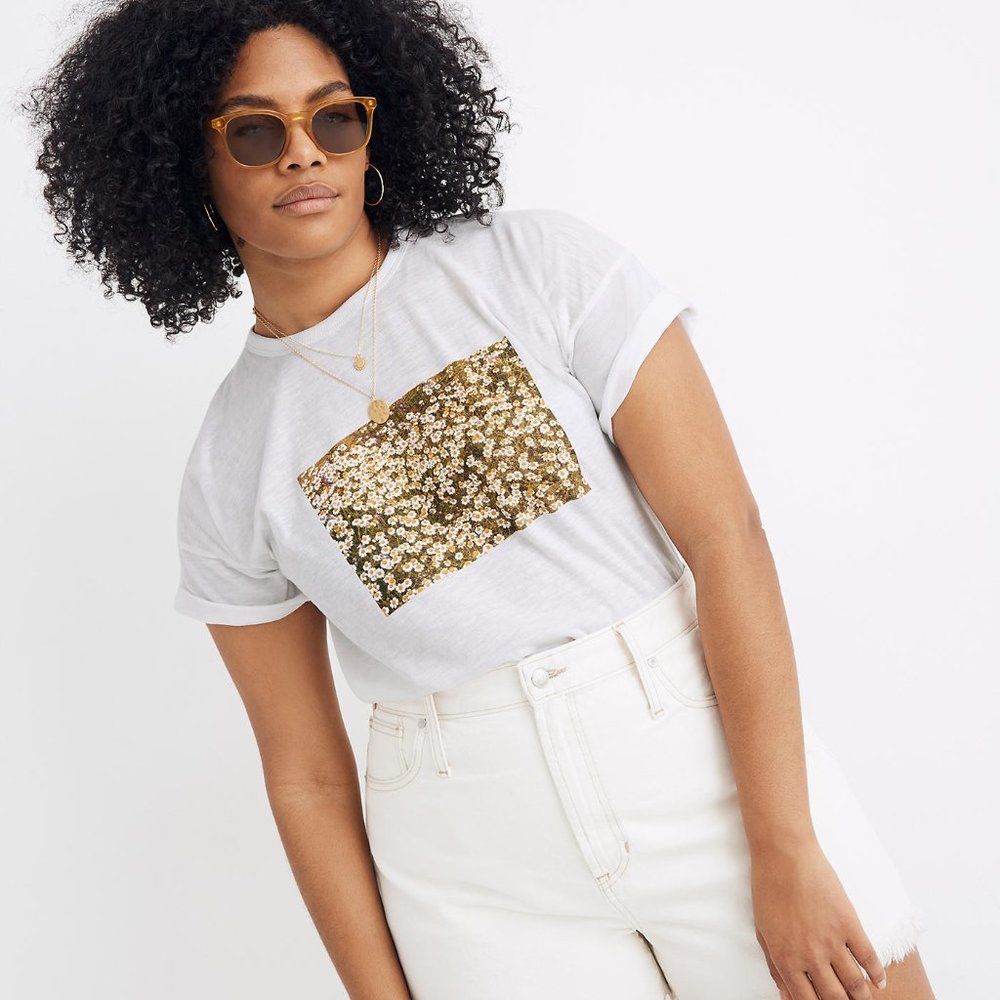 Daisy Meadow Graphic Whisper Cotton Rib-Crewneck